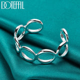 925 Silver Round Circle O Bangle Bracelet Wedding Engagement Charm Party Jewelry