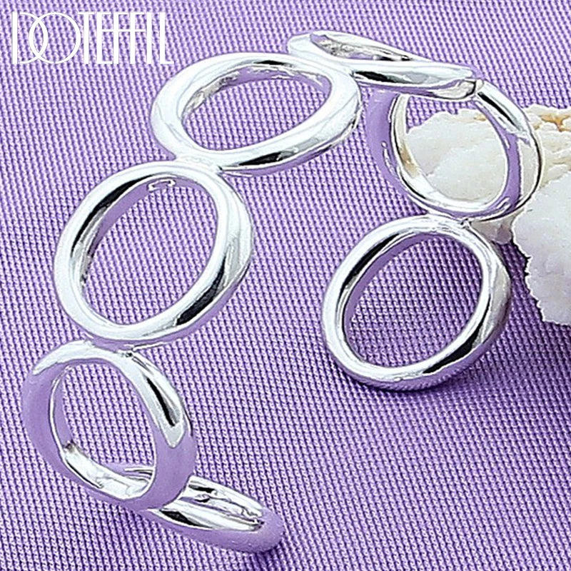 925 Silver Round Circle O Bangle Bracelet Wedding Engagement Charm Party Jewelry