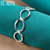 925 Silver Round Circle O Bangle Bracelet Wedding Engagement Charm Party Jewelry