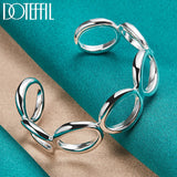 925 Silver Round Circle O Bangle Bracelet Wedding Engagement Charm Party Jewelry