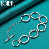 925 Silver Circle O Ring Chain Bracelet Women Wedding Jewelry