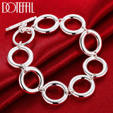 925 Silver Round Circle O Ring Chain Bracelet Women Wedding Jewelry