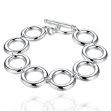 925 Silver Circle O Ring Chain Bracelet Women Wedding Jewelry