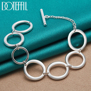 925 Silver Circle O Ring Chain Bracelet Women Wedding Jewelry
