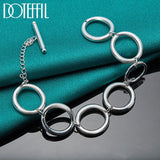 925 Silver Circle O Ring Chain Bracelet Women Wedding Jewelry