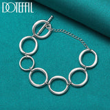 925 Silver Circle O Ring Chain Bracelet Women Wedding Jewelry
