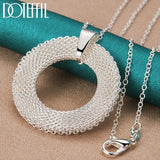 925 Silver Circle Weave Pendant Necklace 18 inch Chain for Women