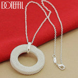 925 Silver Circle Weave Pendant Necklace 18 inch Chain for Women