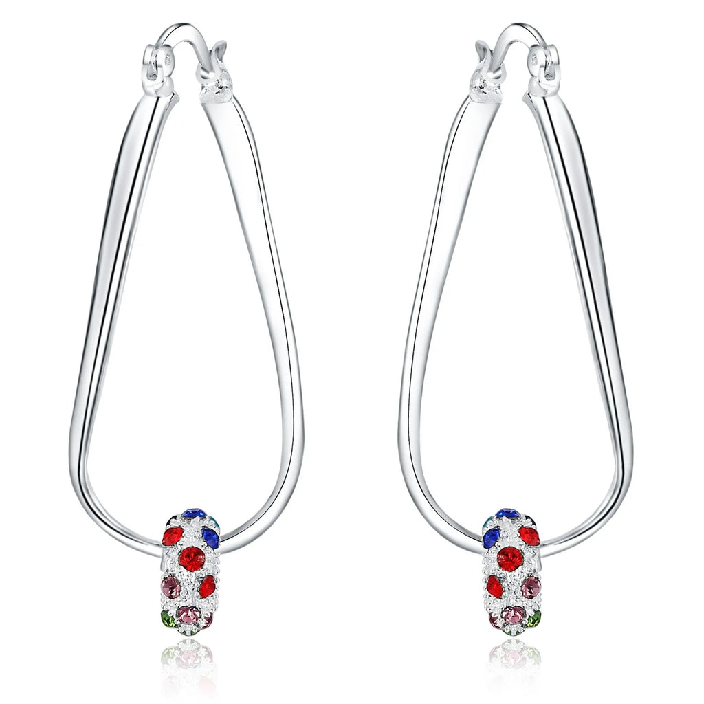 925 Silver Colored Zircon Hoop Earrings For Women