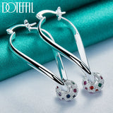 925 Silver Colored Zircon Hoop Earrings For Women