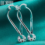 925 Silver Colored Zircon Hoop Earrings For Women