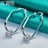 925 Silver Colored Zircon Hoop Earrings For Women