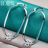 925 Silver Colored Zircon Hoop Earrings For Women