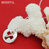 925 Silver Cross Pendant Necklace 18" Chain Women Wedding Jewelry