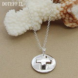 925 Silver Cross Pendant Necklace 18" Chain Women Wedding Jewelry