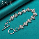 925 Silver Round Cross Charm Bracelet for Lady Men