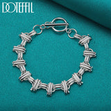925 Silver Round Cross Charm Bracelet for Lady Men