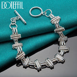 925 Silver Round Cross Charm Bracelet for Lady Men