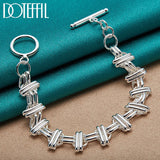 925 Silver Round Cross Charm Bracelet for Lady Men