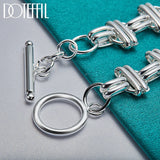 925 Silver Round Cross Charm Bracelet for Lady Men