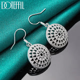 925 Silver Round Earrings Wedding Jewelry Retro Style