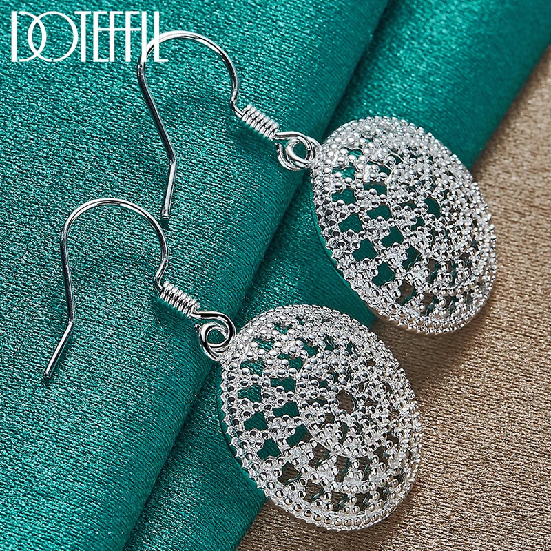 925 Silver Round Earrings Wedding Jewelry Retro Style