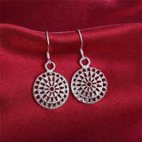 925 Silver Round Earrings Wedding Jewelry Retro Style