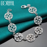 925 Silver Flower Chain Bracelet for Women Wedding