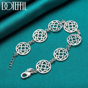 925 Silver Flower Chain Bracelet for Women Wedding