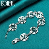 925 Silver Flower Chain Bracelet for Women Wedding