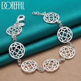925 Silver Flower Chain Bracelet for Women Wedding