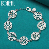925 Silver Flower Chain Bracelet for Women Wedding