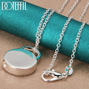 925 Silver Round Lock Pendant Necklace 18-30 inch Chain