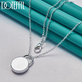 925 Silver Round Lock Pendant Necklace 18-30 inch Chain