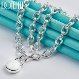 925 Silver Round Lock Pendant Necklace 18 Inch Chain Wedding Engagement Jewelry
