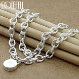925 Silver Round Lock Pendant Necklace 18 Inch Chain Wedding Engagement Jewelry