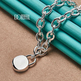 925 Silver Round Lock Pendant Necklace 18 Inch Chain Wedding Engagement Jewelry