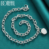 925 Silver Round Lock Pendant Necklace 18 Inch Chain Wedding Engagement Jewelry