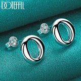 925 Silver Round O Stud Earring Woman Charm Wedding Jewelry