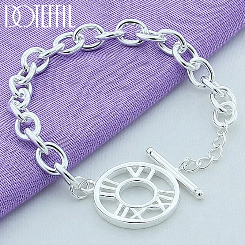 925 Silver Roman Numerals Pendant Bracelet for Women