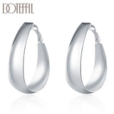 925 Sterling Silver Round Egg Noodle Earrings Party Gift Wedding Jewelry