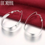 925 Sterling Silver Round Egg Noodle Earrings Party Gift Wedding Jewelry
