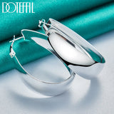 925 Sterling Silver Round Egg Noodle Earrings Party Gift Wedding Jewelry