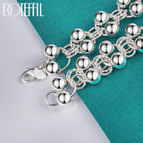 925 Silver Smooth Ball Bracelet Chain Women Wedding Jewelry