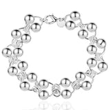 925 Silver Smooth Ball Bracelet Chain Women Wedding Jewelry