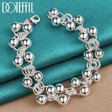 925 Silver Smooth Ball Bracelet Chain Women Wedding Jewelry