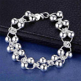 925 Silver Round Bead Bracelet for Women Wedding Party Jewelry