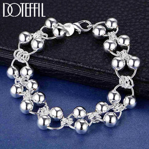 925 Silver Round Bead Bracelet for Women Wedding Party Jewelry