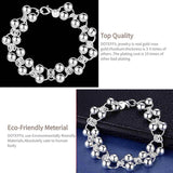 925 Silver Round Bead Bracelet for Women Wedding Party Jewelry