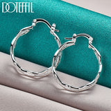 925 Silver Ripple Hoop Earrings for Women Wedding Party Gift